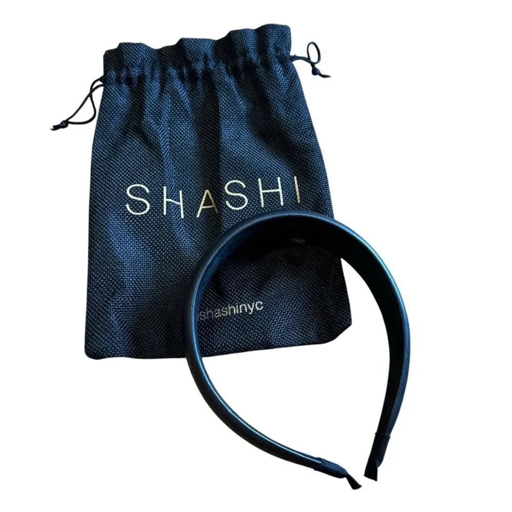 Revolve Shashi Black Faux Leather Lilith Headband